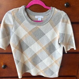 Liz Claiborne Argyle Blouse - Gray and Tan